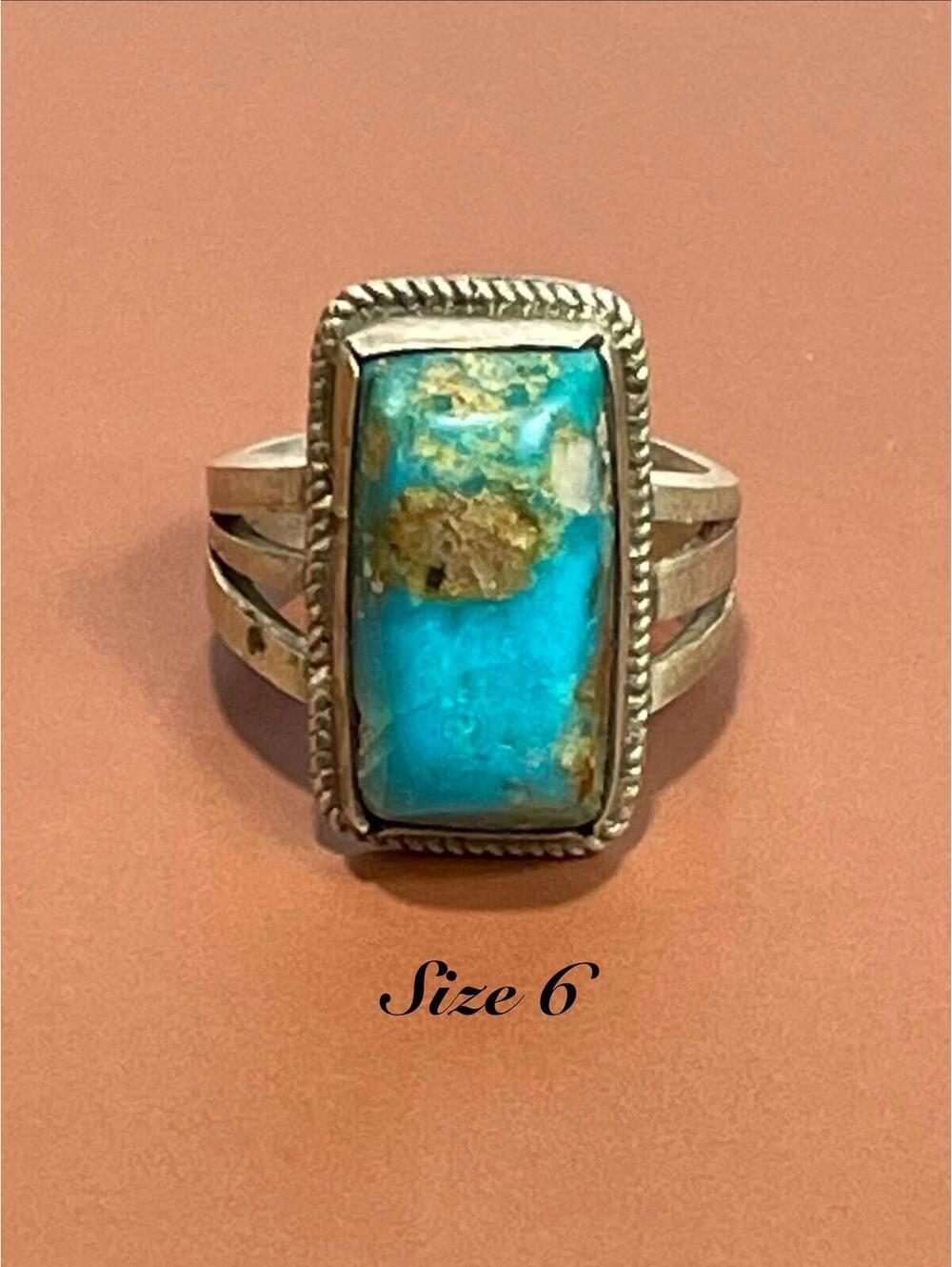 1940's Navajo Hand Made Turquoise and Silver Ring Sz 6